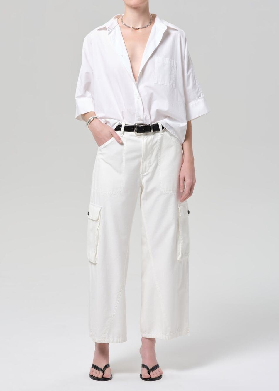 Citizens of Humanity Thassos Twisted Seam Cargo Utility Pant Pashmina White 27